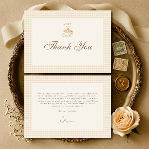 Cartão De Agradecimento Chá de Noiva Gingham Love is Brewing Coffee