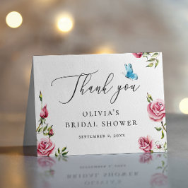 Cartão De Agradecimento Chá de Noiva Jardim Elegante | Floral Delicado