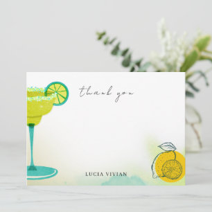 Cartão De Agradecimento Chá de Noiva Margarita Verde Aguarela Lima