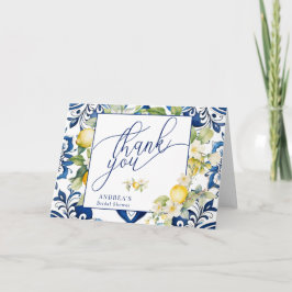Cartão De Agradecimento Chá de Noiva Mediterrâneo de Limão Cítrico Obrigad