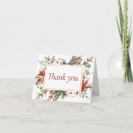 Cartão De Agradecimento Chá de Noiva Natalino Elegante Inverno Vermelho Do