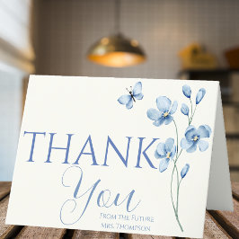 Cartão De Agradecimento Chá de Noiva Personalizado de Flores Silvestres Az