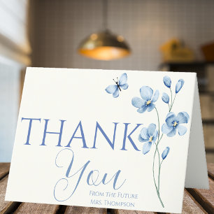 Cartão De Agradecimento Chá de Noiva Personalizado de Flores Silvestres Az