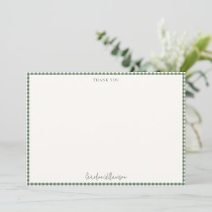 Cartão De Agradecimento Chá de Noiva Personalizado em Xadrez Gingham Sage