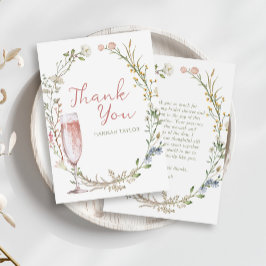 Cartão De Agradecimento Chá de Noiva Pétalas e Prosecco