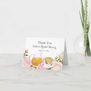 Cartão de Agradecimento Chá de Noiva Pink Rose Tea