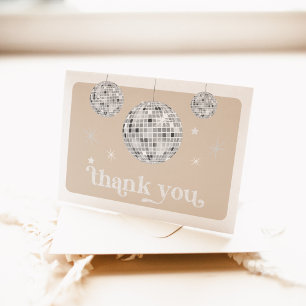 Cartão De Agradecimento Chá de Noiva Retro Disco Groovy Prata