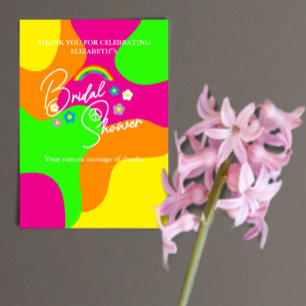 Cartão De Agradecimento Chá de Noiva Retro Funky