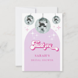 Cartão De Agradecimento Chá de Noiva Retro Pastel Disco Groove