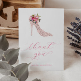 Cartão De Agradecimento Chá de Noiva Roteiro Rosa