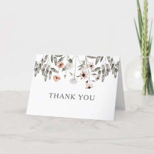 Cartão De Agradecimento Chá de Noiva Selvagem Floral Boho Primavera