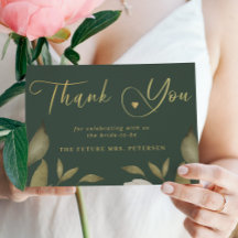 Chá de noiva sofisticado dourado e verde elegante