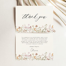 Cartão De Agradecimento Chá de Noiva Terracota de Flores Silvestres