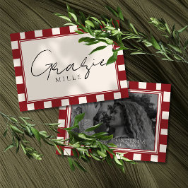 Cartão De Agradecimento Chá de Noiva That's Amore Xadrez Vermelho