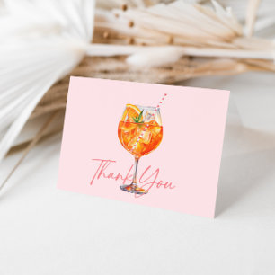 Cartão De Agradecimento Chá de Noiva Watercolor Blush Pink Aperol Spritz
