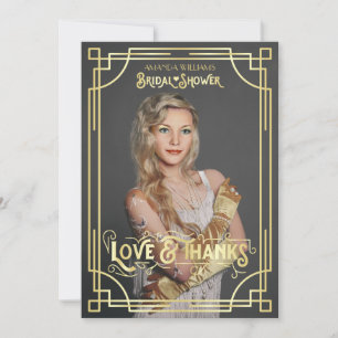 Cartão De Agradecimento Chá de panela Art Deco Amor e Obrigados Sua foto