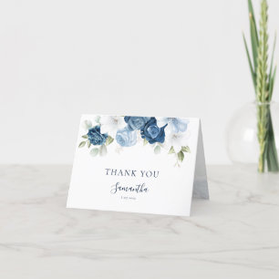 Cartão De Agradecimento Chá de panela Azul com Dusty Floral de Aquarela