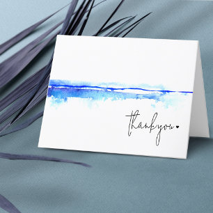 Cartão De Agradecimento Chá de panela Azul de Cor de Água Moderna Mínima