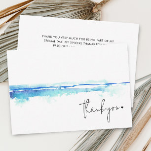 Cartão De Agradecimento Chá de panela Azul de Cor de Água Moderna Mínima