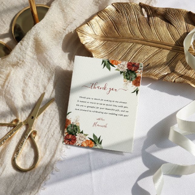 Cartão De Agradecimento Chá de panela Boho Autumn Obrigado (Criador carregado)