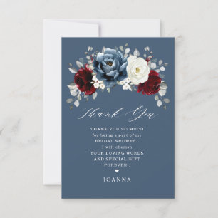 Cartão De Agradecimento Chá de panela Branca de Ivory Boho de Azul-Chata