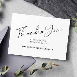 Cartão De Agradecimento Chá de panela branco de script Elegante