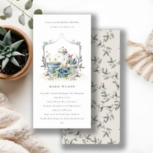 Cartão De Agradecimento Chá de panela da Taça Floral Azul Aqua