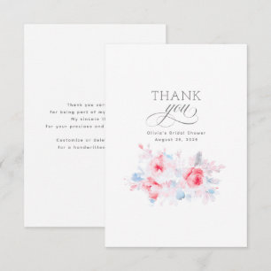 Cartão De Agradecimento Chá de panela das Flores Azuis Dusty Obrigado