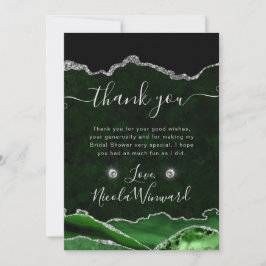 Cartão De Agradecimento Chá de panela de Agitação Dourada da Prata Verde