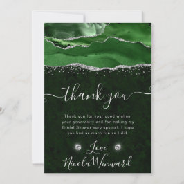 Cartão De Agradecimento Chá de panela de agitação verde e prateada