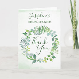 Cartão De Agradecimento Chá de panela de Aquarela de Folhagem Verde