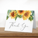 Cartão De Agradecimento Chá de panela de Aquarela de Girassol Eucalyptus<br><div class="desc">Chá de panela russo dobrou o cartões de agradecimentos. A frente apresenta buquês de aquarela de flores de girassol e eucalipto verde e "Obrigado" em um roteiro de caligrafia em na moda. No dentro, personalize seu obrigado, você envia uma mensagem e adiciona seu nome em um script semelhante a uma...</div>