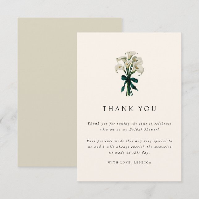 Cartão De Agradecimento Chá de panela de Casamento de Lily Elegante White  (Frente/Verso)