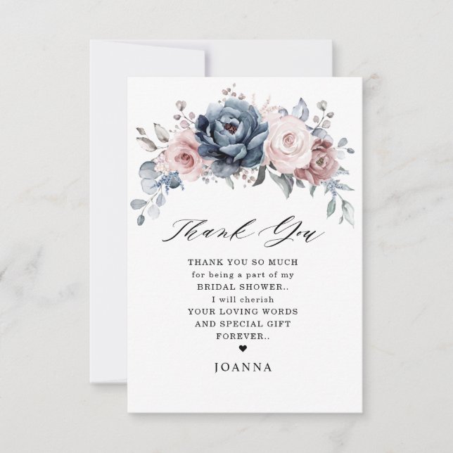 Cartão De Agradecimento Chá de panela de Chapa-Rosa rosa-rosa-maremoto azu (Frente)