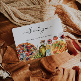 Cartão De Agradecimento Chá de Panela de Comida Italiana em Aquarela