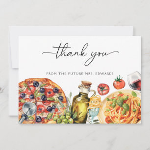 Cartão De Agradecimento Chá de panela de Comida italiano de aquarela