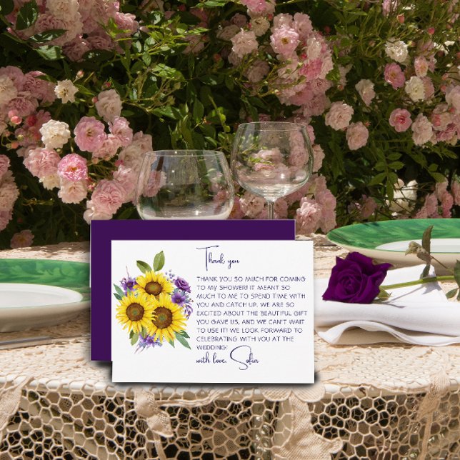 Cartão De Agradecimento Chá de panela de cor de girassol amarelo (Criador carregado)