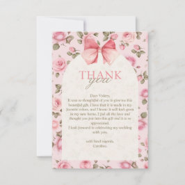Cartão De Agradecimento Chá de panela de Flores Rosa bonito