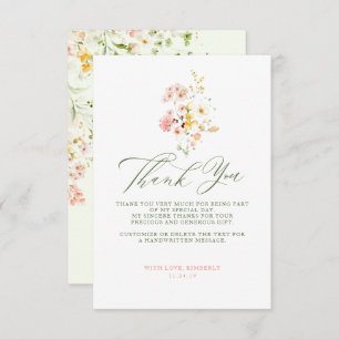 Cartão De Agradecimento Chá de panela De Flores Selvagens Pouco Obrigado