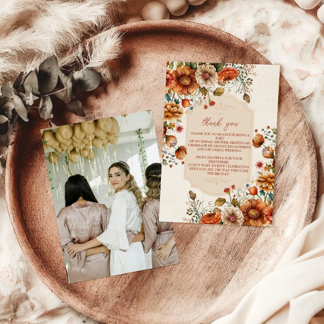 Cartão De Agradecimento Chá de panela de Flores Terracotta Fotografias (Criador carregado)