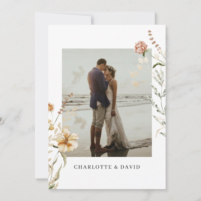 Cartão De Agradecimento Chá de panela de Fotografia de Boho Wildflower (Verso)