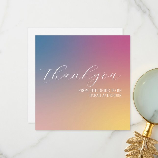 Cartão De Agradecimento Chá de panela de Gradiente Roxo Elegante (Frente/Verso In Situ)