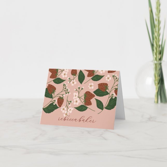 Cartão De Agradecimento Chá de panela de morangos Personalizado (Frente)