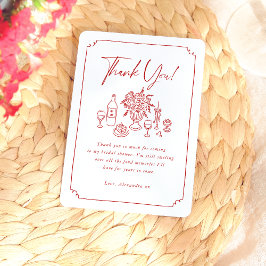 Cartão De Agradecimento Chá de Panela de Noiva Caprichoso à Mão de Pizza e