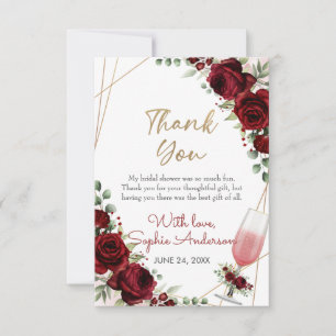 Cartão De Agradecimento Chá de panela de Vinho Burgundy Brunbble