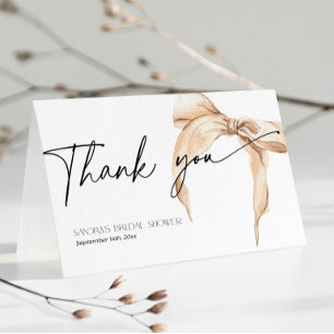 Cartão De Agradecimento Chá de panela Ela é casando bege neutro