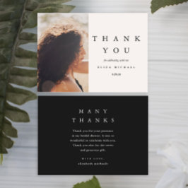 Cartão De Agradecimento Chá de panela Elegante Black and Taupe Obrigado