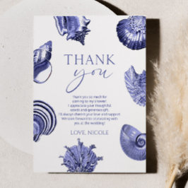 Cartão De Agradecimento Chá de panela Elegante Blue Seashell