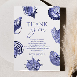 Cartão De Agradecimento Chá de panela Elegante Blue Seashell