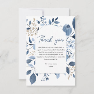 Cartão De Agradecimento Chá de panela Floral Azul Elegante